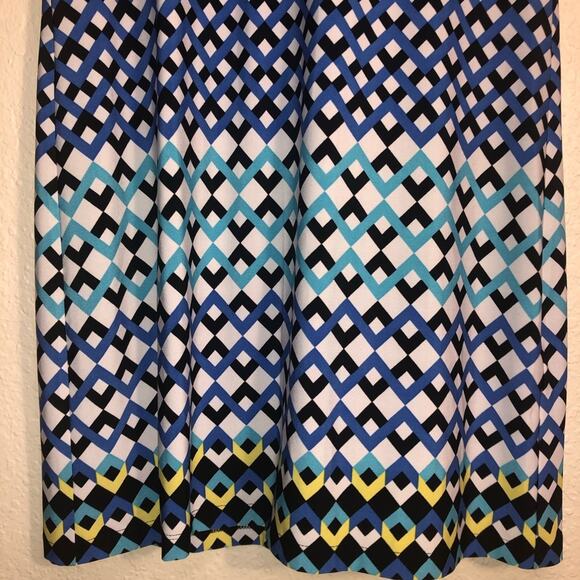 Maggy London Geometric Silky Shift Dress Diamond Print Colorful Geo Office - Picture 4 of 7